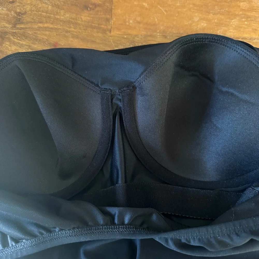 L.L.Bean Slimming Tie Sarong One Piece Bathing suit Swimsuit Black 10‎ Long
